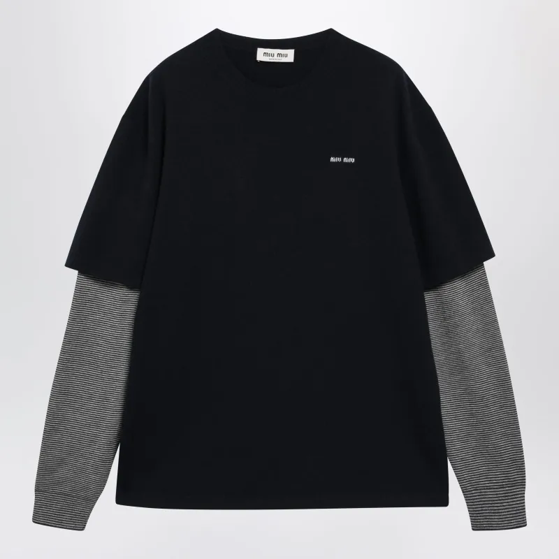 Blue Wool And Cashmere Sweater made by Miu Miu