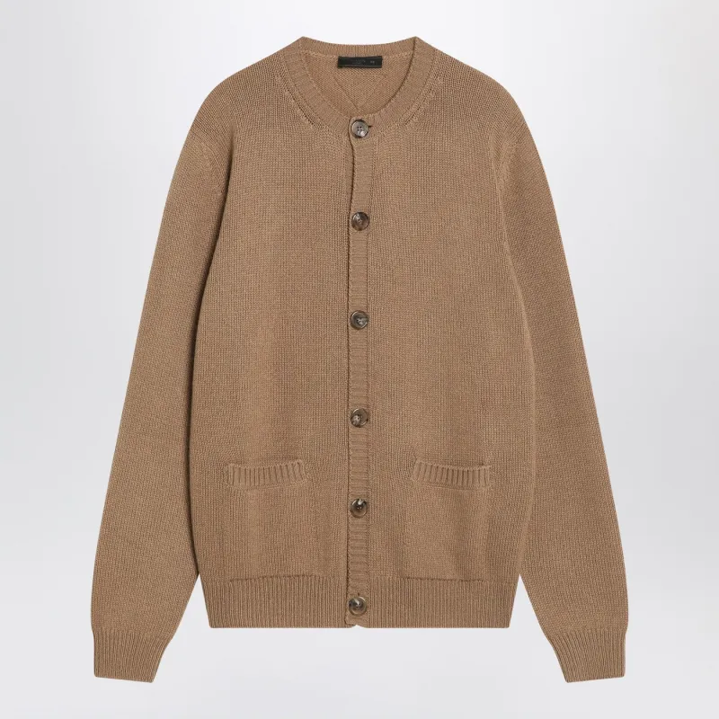 Camel-Coloured Cardigan In Cashmere made by Prada