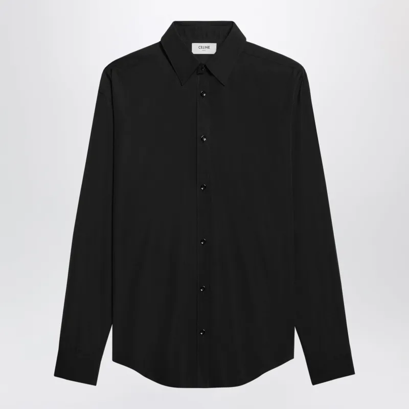 Classic Black Cotton Poplin Shirt made by Celine