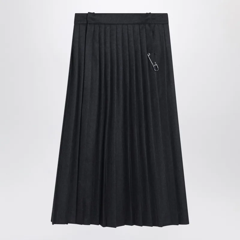 Grey Pleated Wool Skirt made by Prada