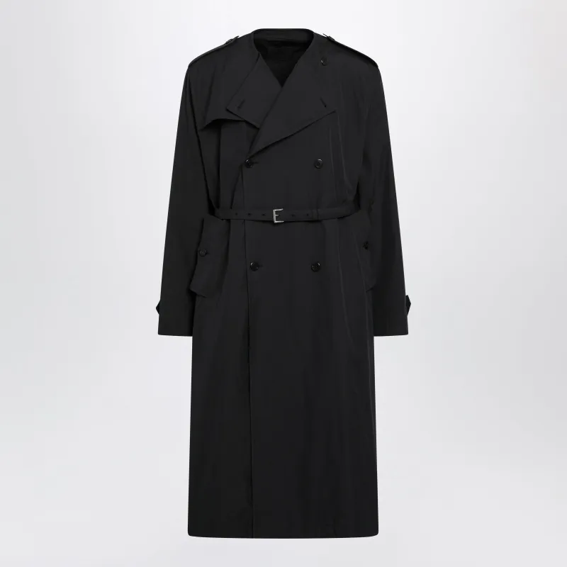 Black Double-Breasted Cotton-Blend Trench Coat made by Prada