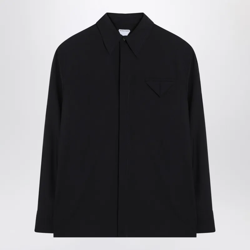 Midnight Blue Wool Twill Shirt made by Bottega Veneta