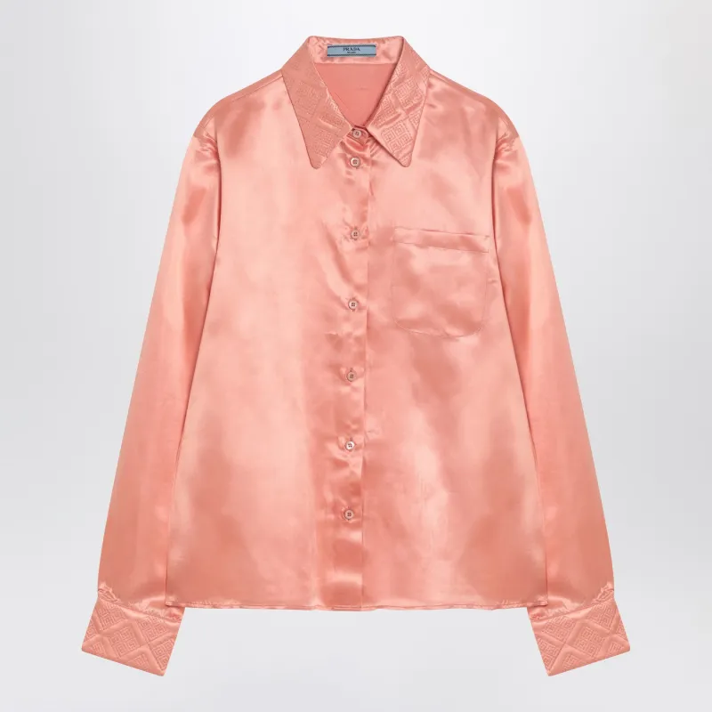 Coral-Coloured Shirt In Silk Blend made by Prada