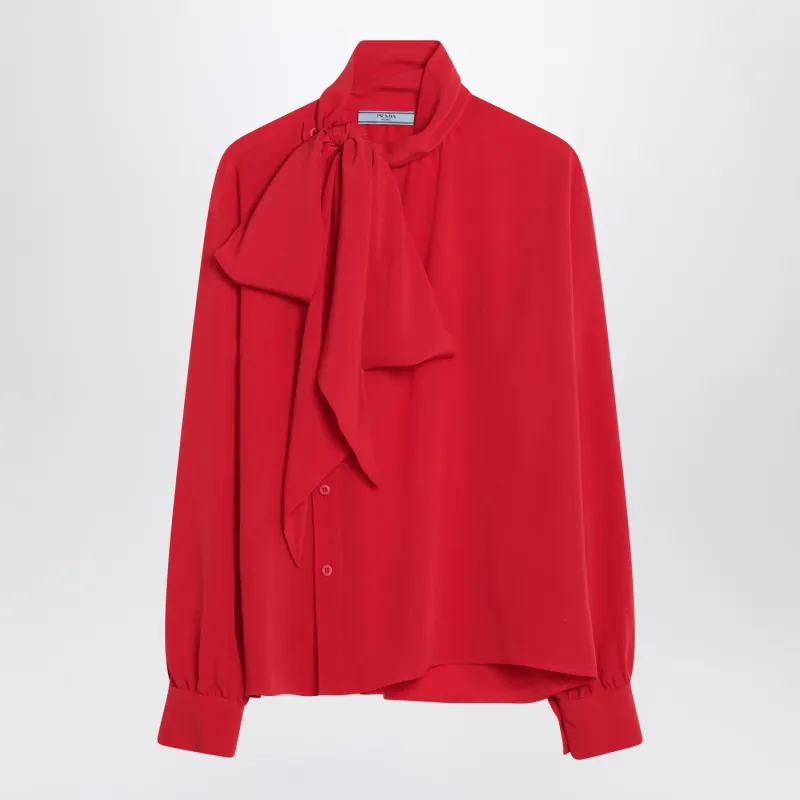 Red Silk Blouse With Scarf made by Prada