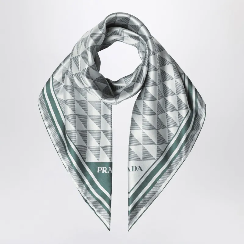 Emerald Printed Silk Twill Scarf 90x90 made by Prada