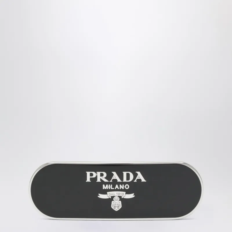 Black Metal Hair Clip made by Prada