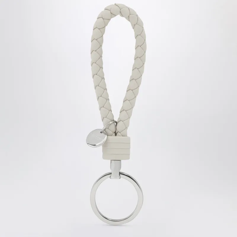White Intrecciato Leather Key Ring made by Bottega Veneta