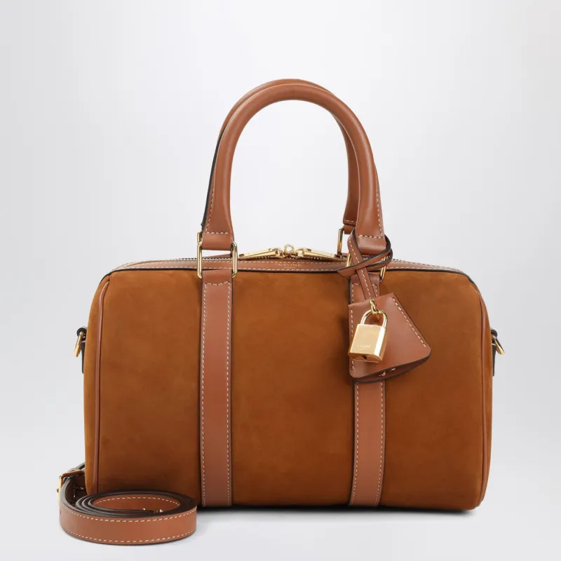 Large Boston In Camel Suede Calfskin made by Celine