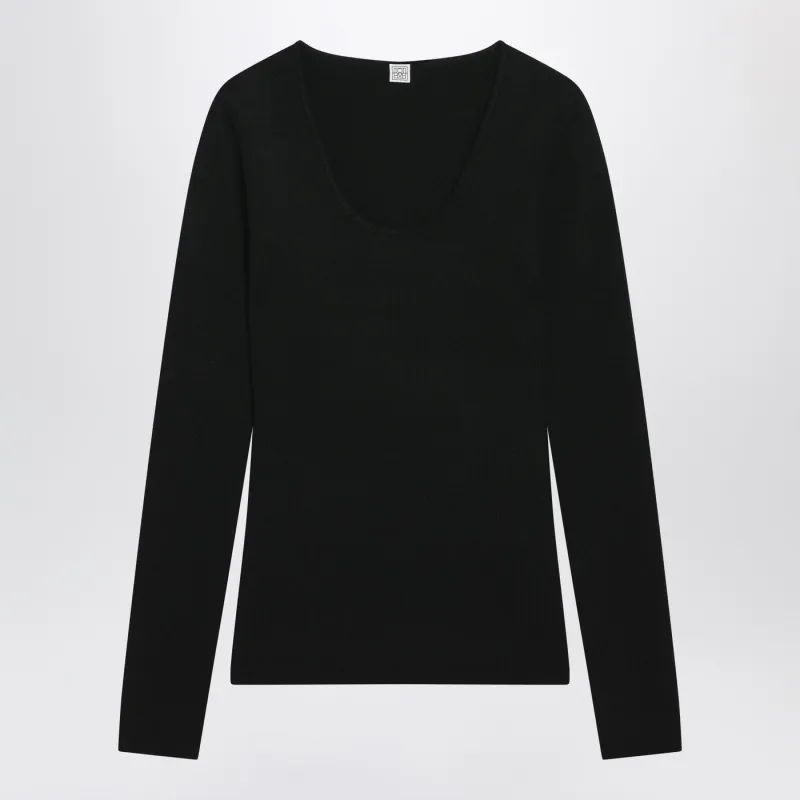 Black Wool-Blend Knit Top made by Toteme