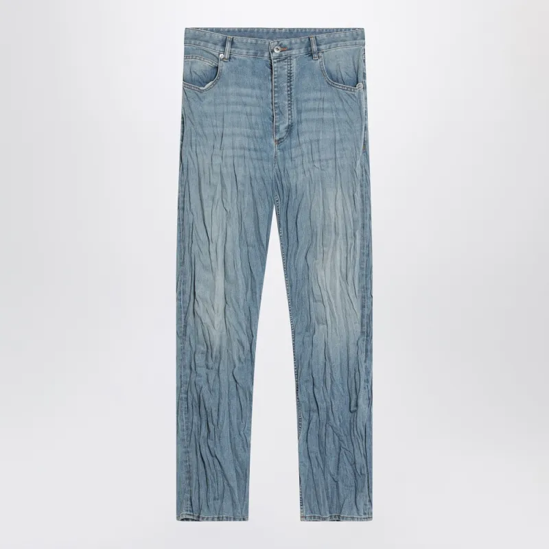 Light Blue Jeans With Crinkled Faded Effect made by Bottega Veneta