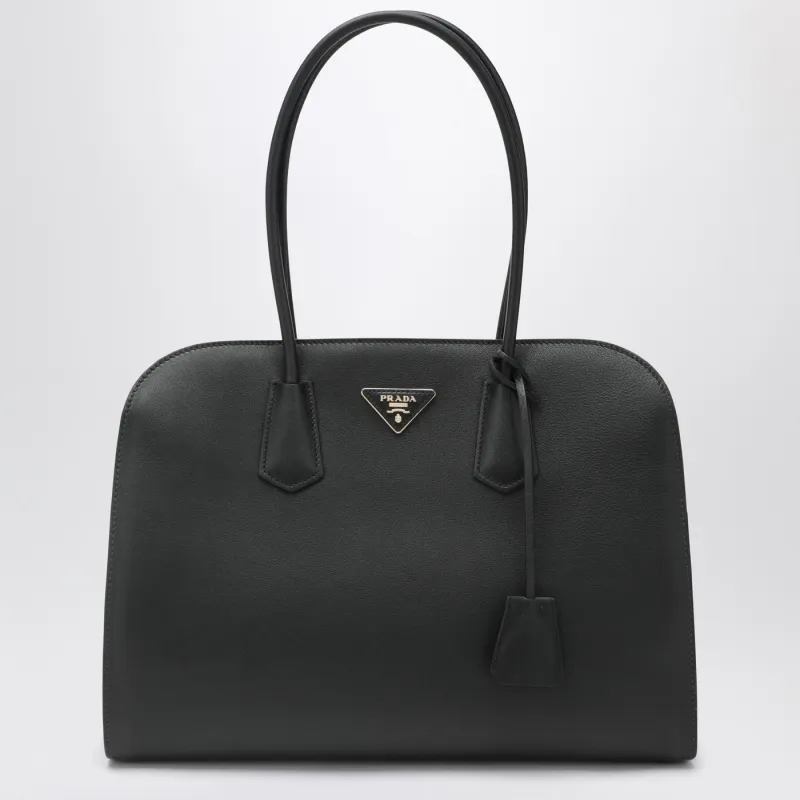 Large Shopping Bag In Black Leather made by Prada