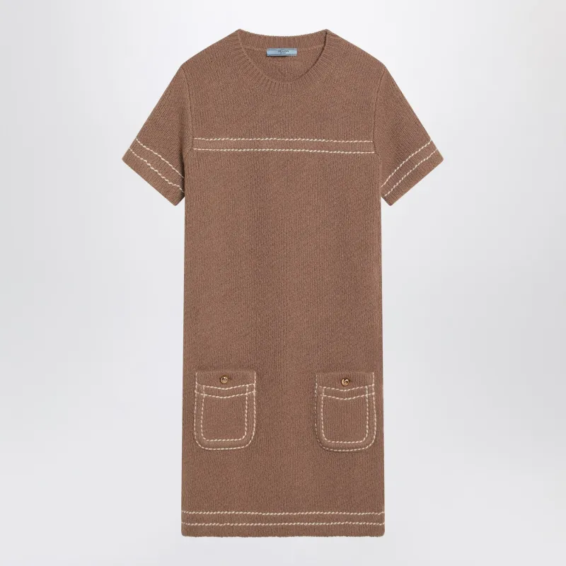 Camel-Coloured Cashmere Short Dress made by Prada