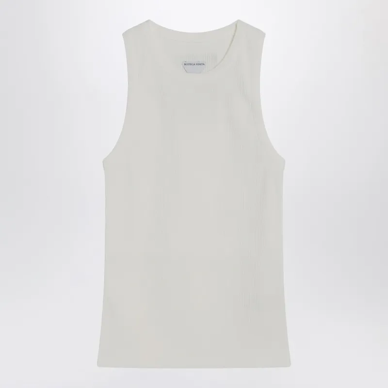 Ivory Ribbed Tank Top In Cotton Blend made by Bottega Veneta