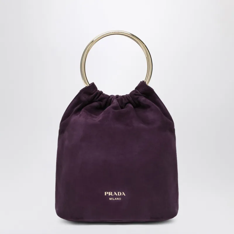 Mini Bucket Bag In Plum Suede made by Prada