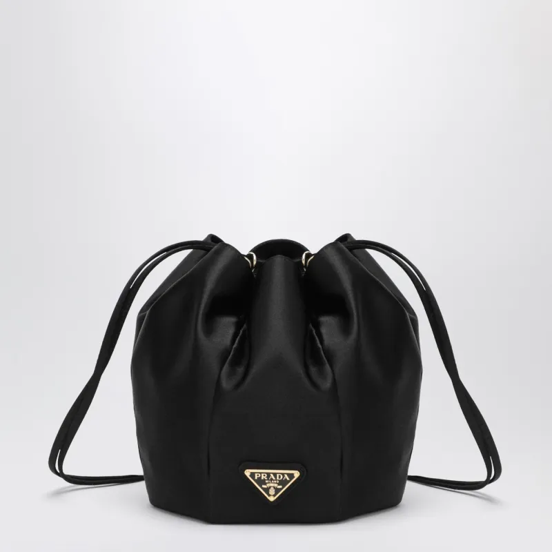 Mini Black Satin Bucket Bag made by Prada