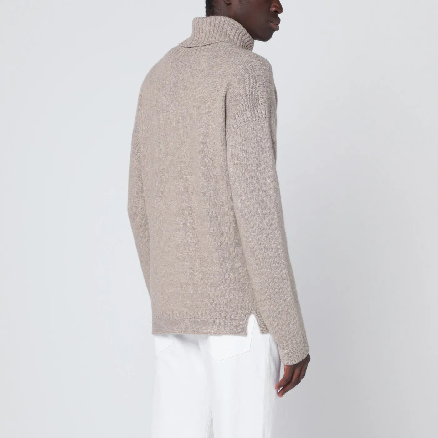 Greige Cashmere Turtleneck Sweater sold by Wanan Luxury product image thumbnail 3