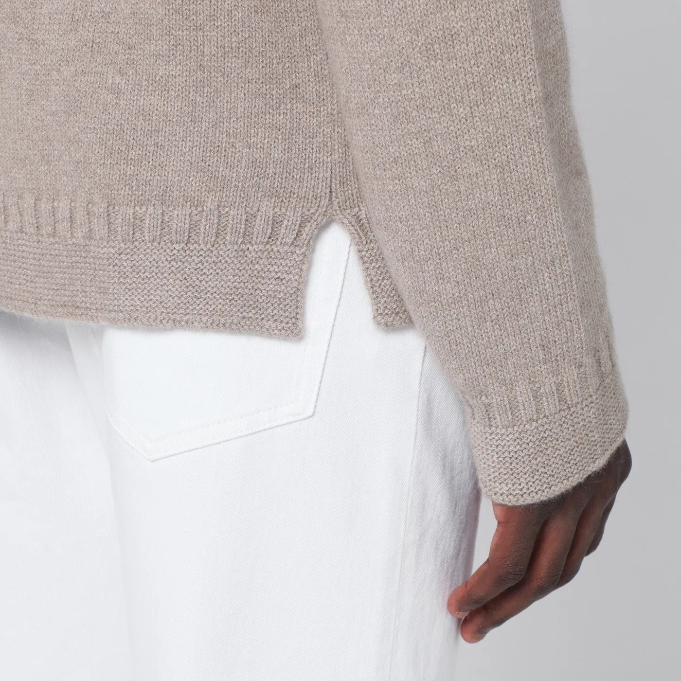 Greige Cashmere Turtleneck Sweater sold by Wanan Luxury product image thumbnail 2