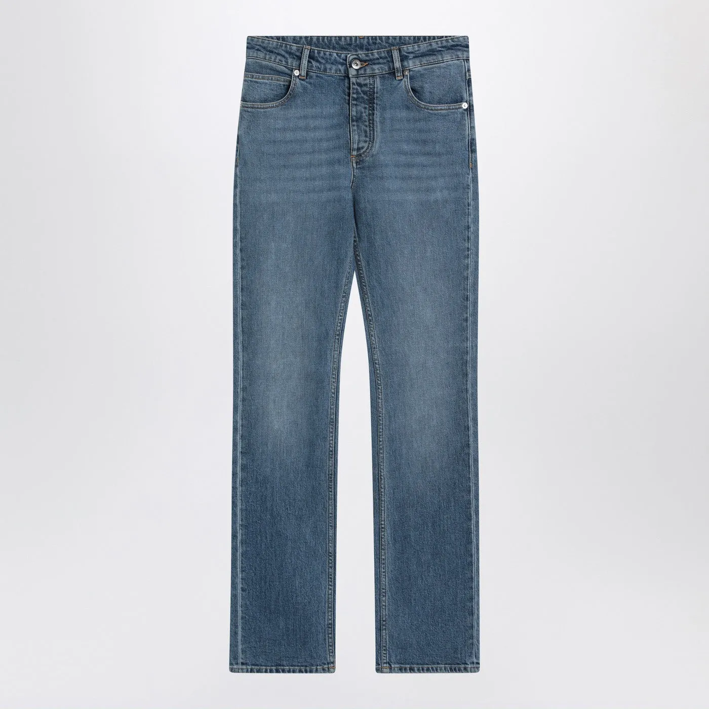 Blue Jeans With Intrecciato Patch sold by Wanan Luxury
