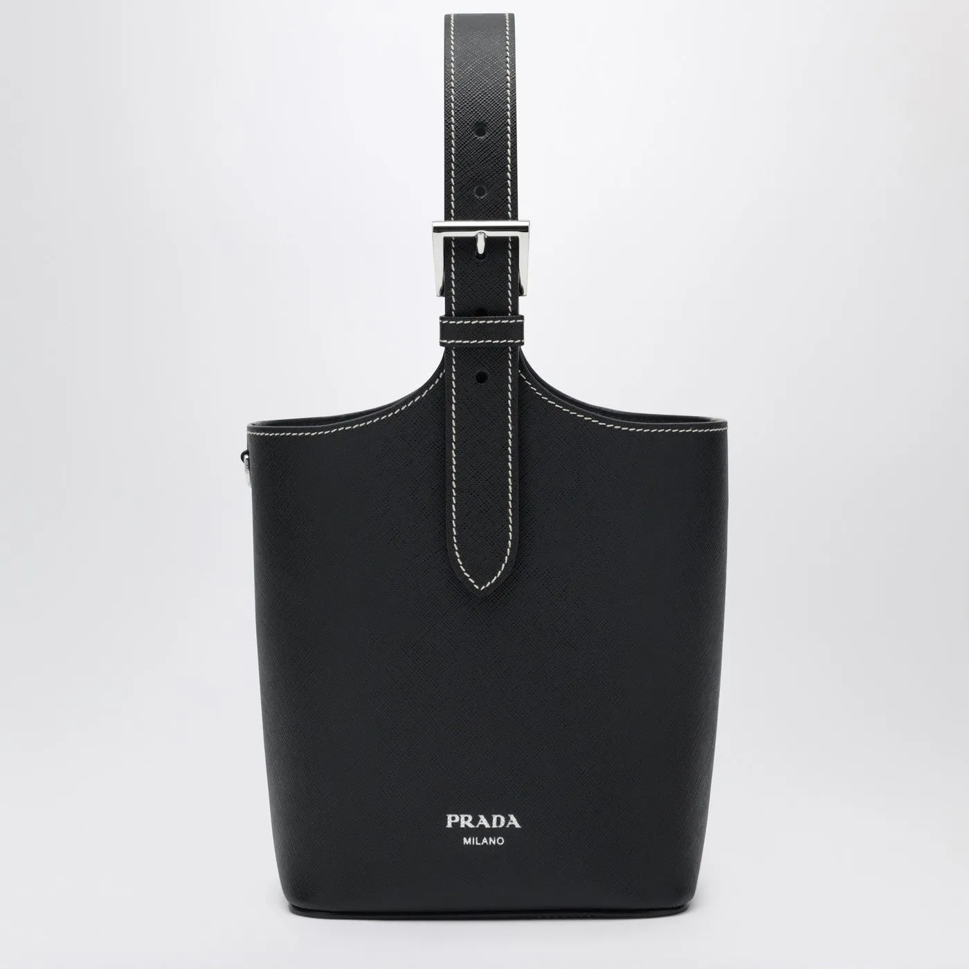 Black Smooth Leather Bucket Bag sold by Wanan Luxury