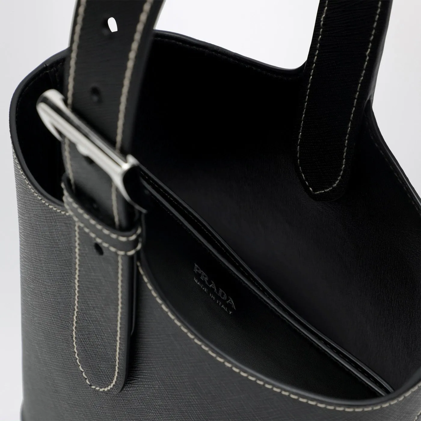 Black Smooth Leather Bucket Bag sold by Wanan Luxury product image thumbnail 3
