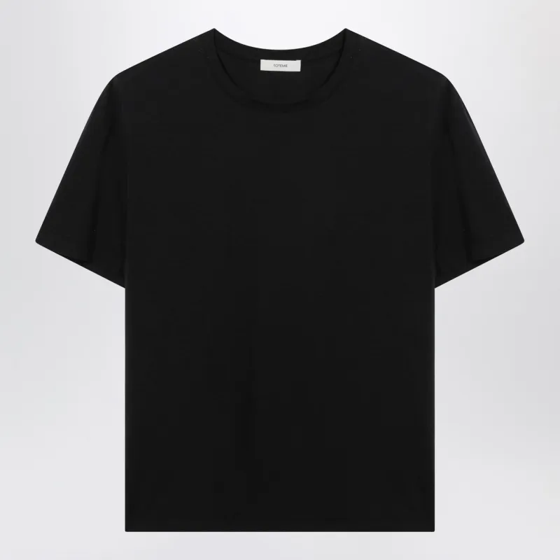 Black Organic Cotton-Blend T-Shirt made by Toteme