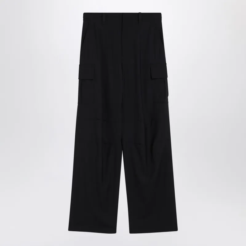 Midnight Blue Wool Cargo Trousers made by Bottega Veneta