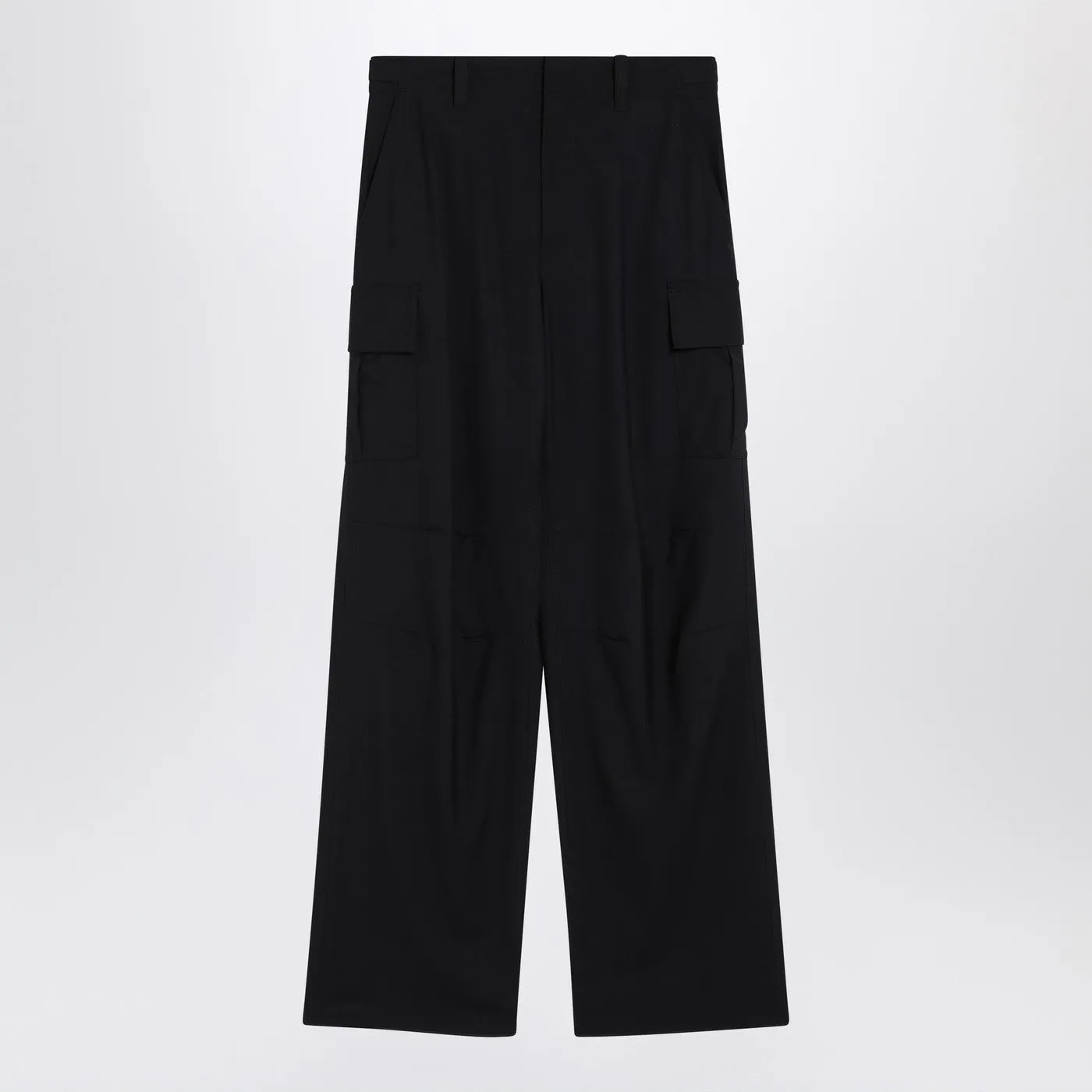 Midnight Blue Wool Cargo Trousers sold by Wanan Luxury