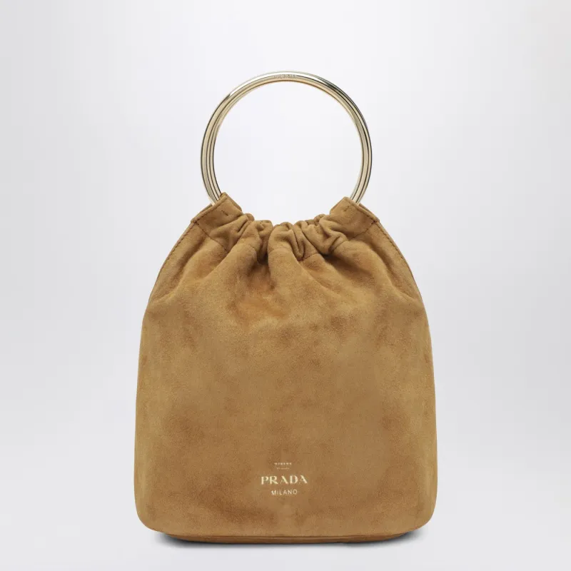 Mini Bucket Bag In Cinnamon Suede made by Prada