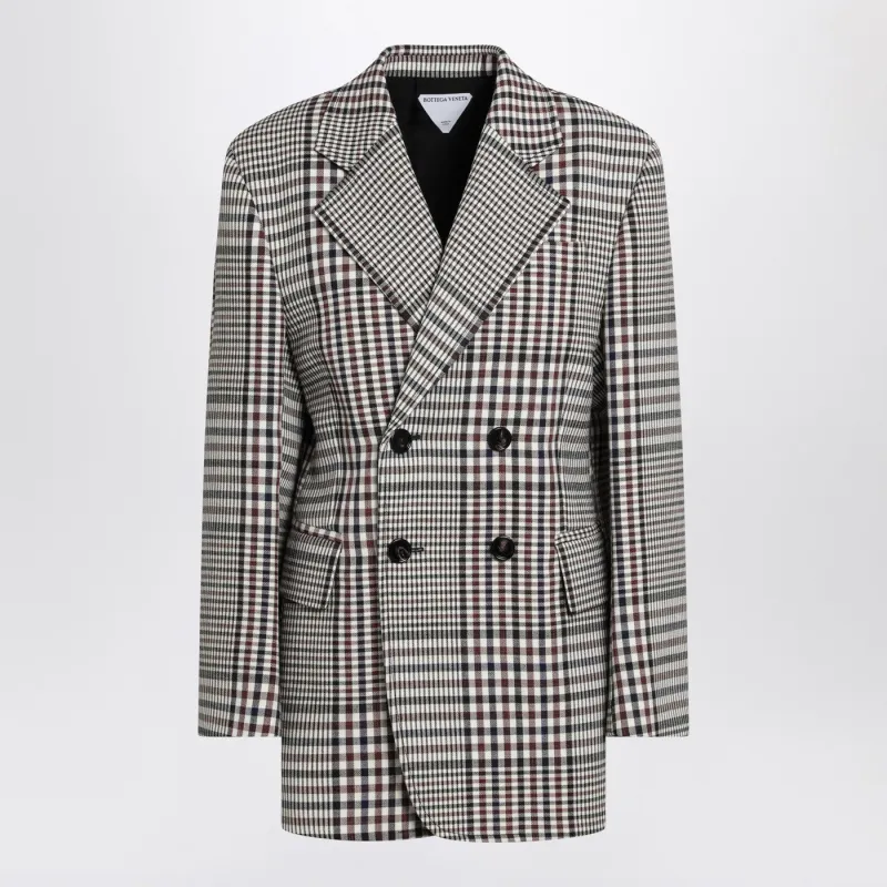 Double-Breasted Checkered Jacket In Structured Cotton made by Bottega Veneta