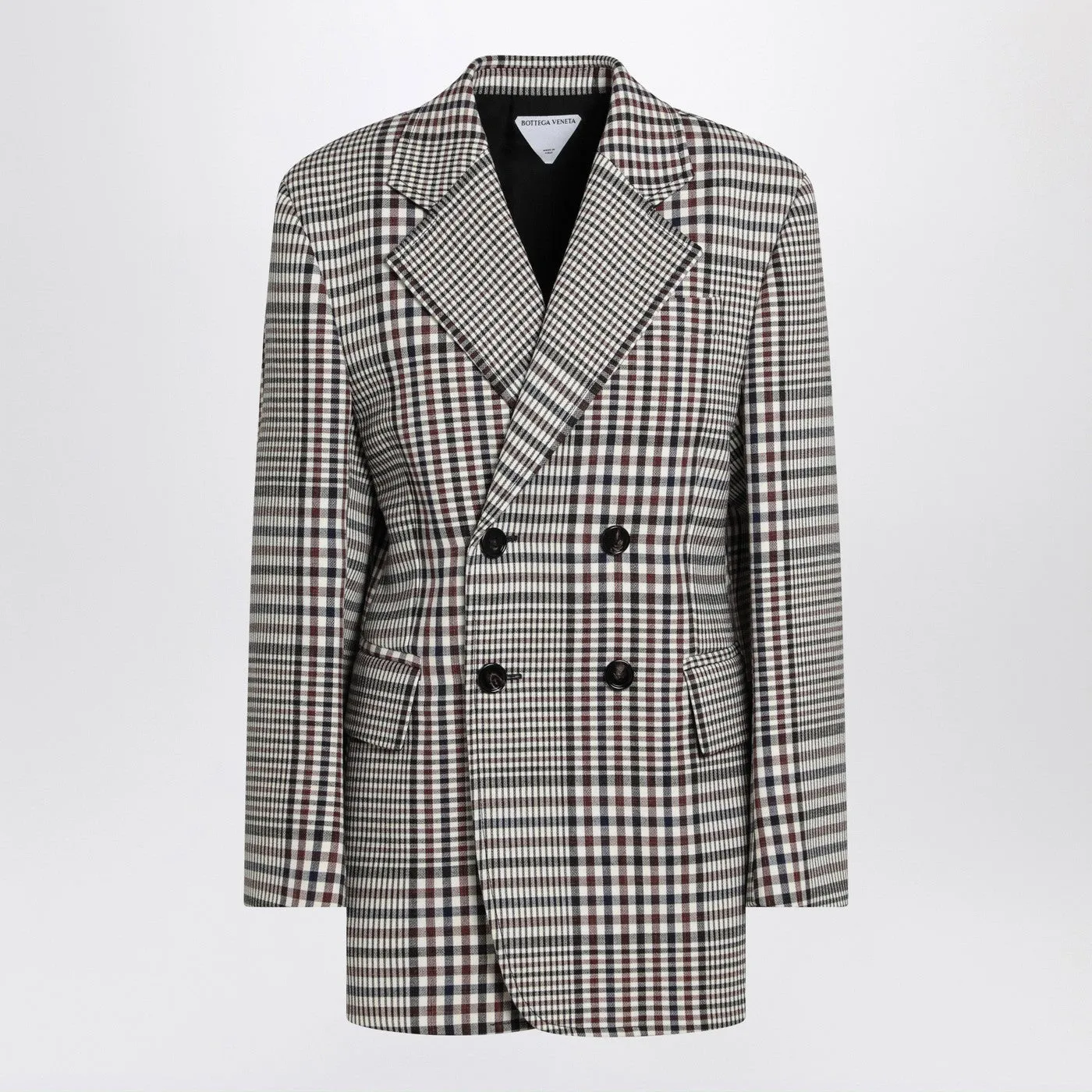 Double-Breasted Checkered Jacket In Structured Cotton sold by Wanan Luxury