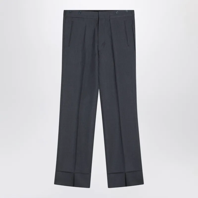 Wide Aviator Blue Mohair And Silk Trousers made by Prada