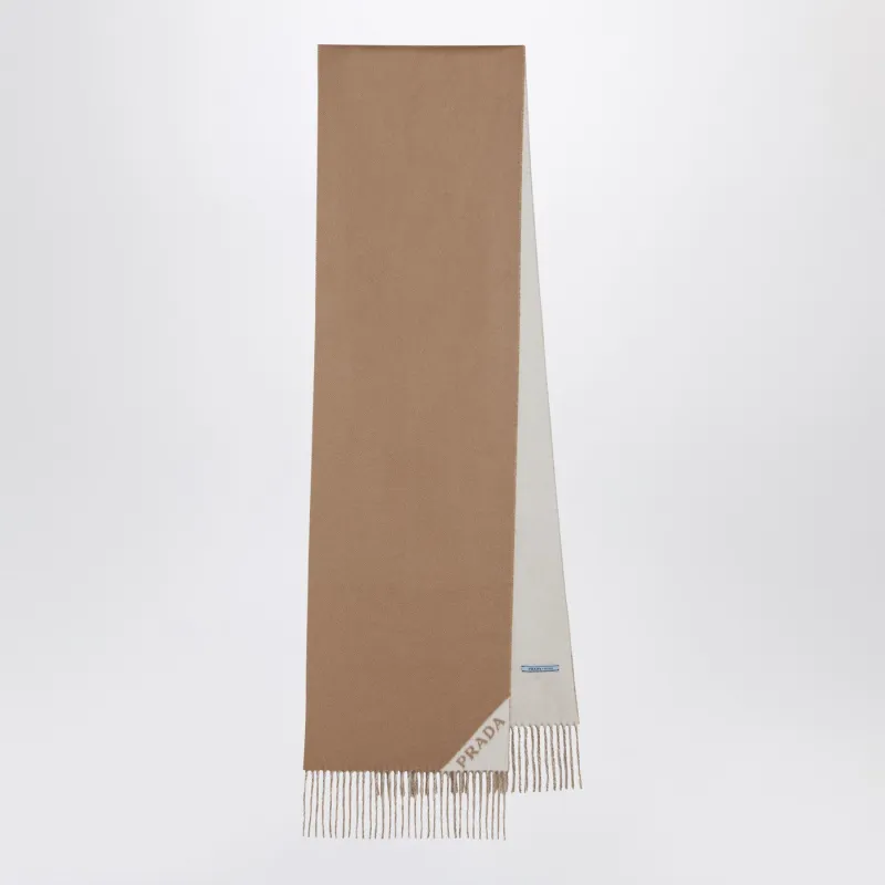 Beige Double Cashmere Scarf made by Prada