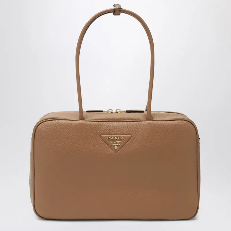 Large Duffle Bag In Caramel Leather made by Prada
