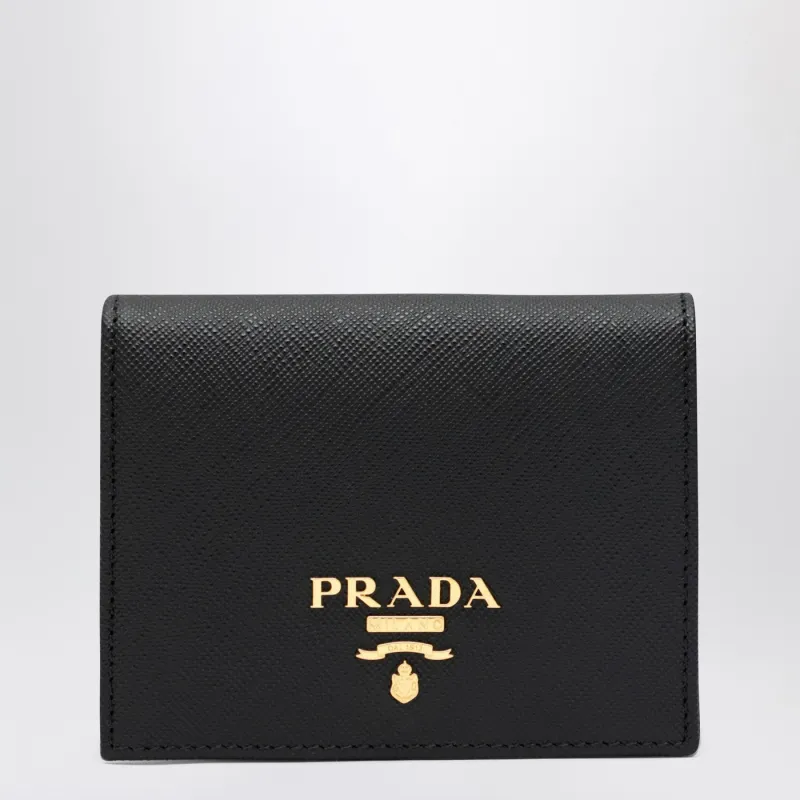 Black Saffiano Leather Small Wallet made by Prada