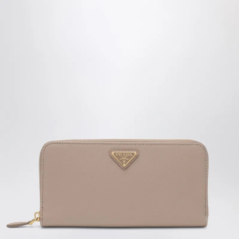 Powder And Gold Zip Around Wallet made by Prada