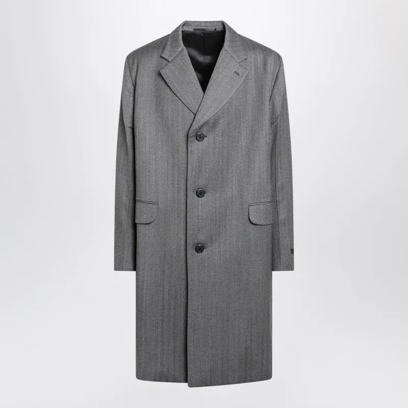 Gray Single-Breasted Wool Coat made by Prada