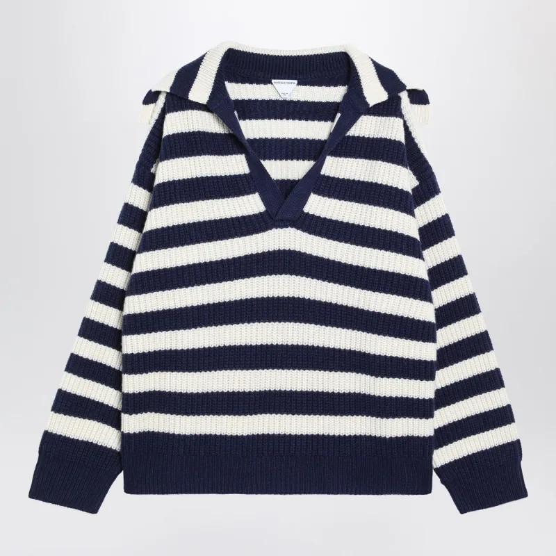 White/Blue Striped Wool-Blend Sweater made by Bottega Veneta