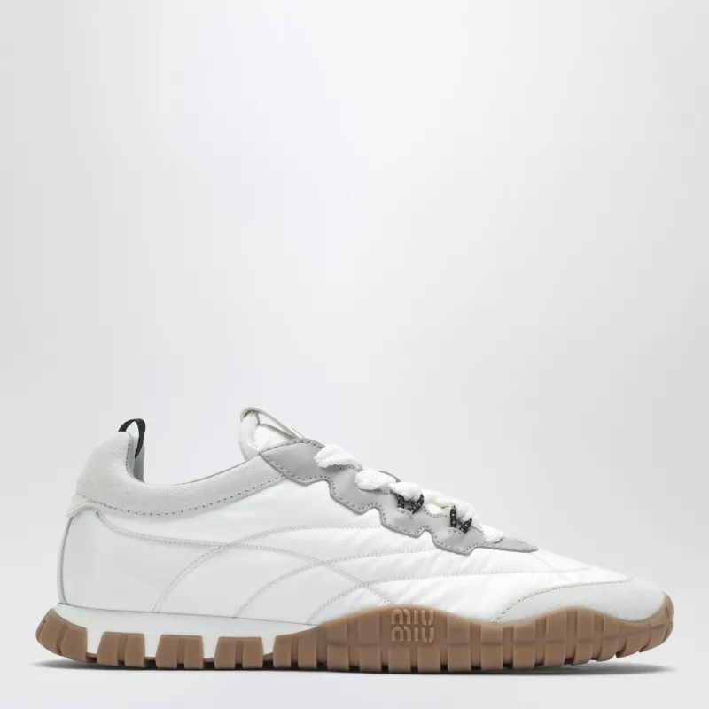 White Tyre Sneakers In Technical Fabric And Suede made by Miu Miu
