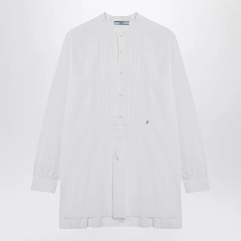 White Cotton Canvas Shirt made by Prada