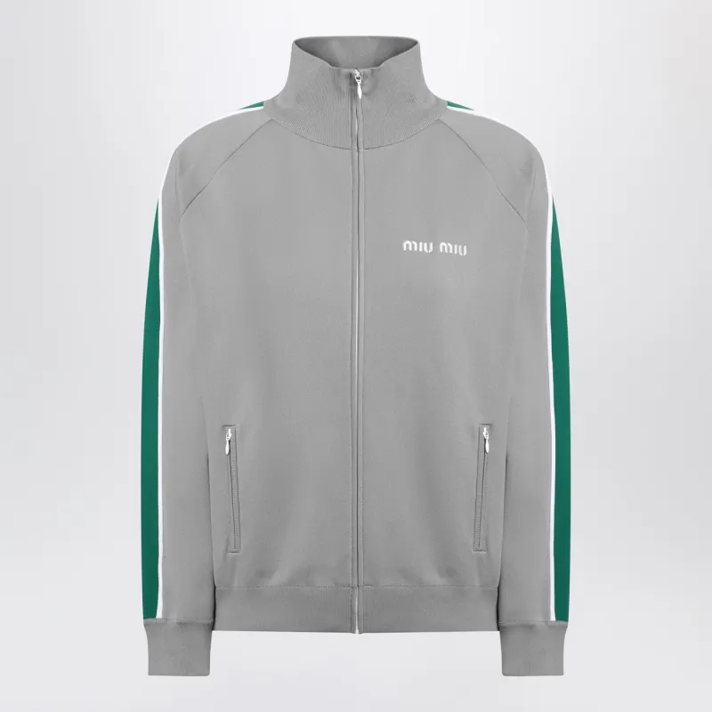 Grey/Green Zip Sweatshirt In Technical Knit made by Miu Miu