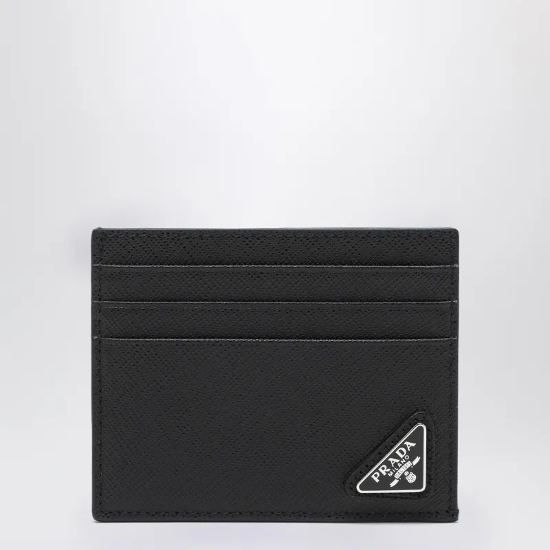 Black Saffiano Leather Credit Card Holder made by Prada