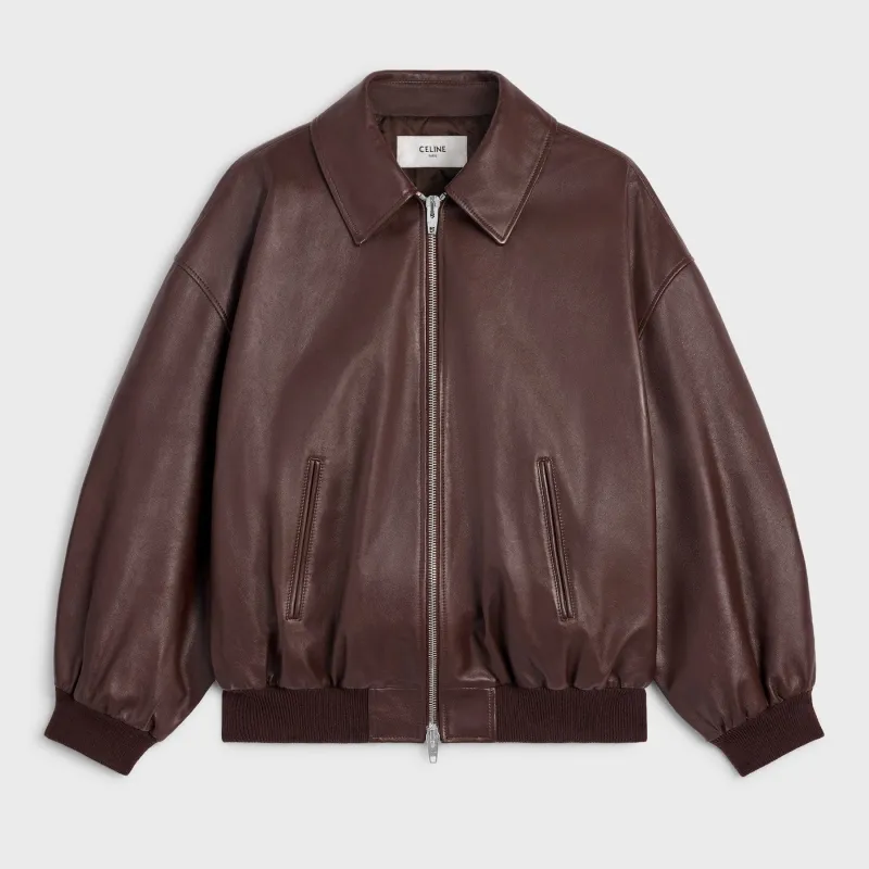 Chocolate Brown Leather Jacket made by Celine