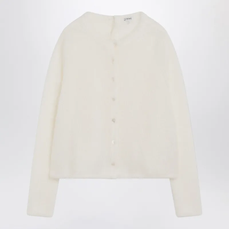 White Mohair-Blend Cardigan made by Loewe