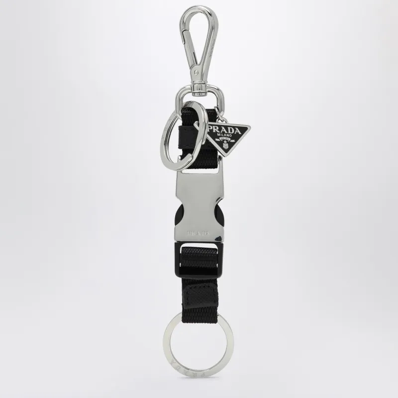 Black Keychain With Snap Buckle made by Prada