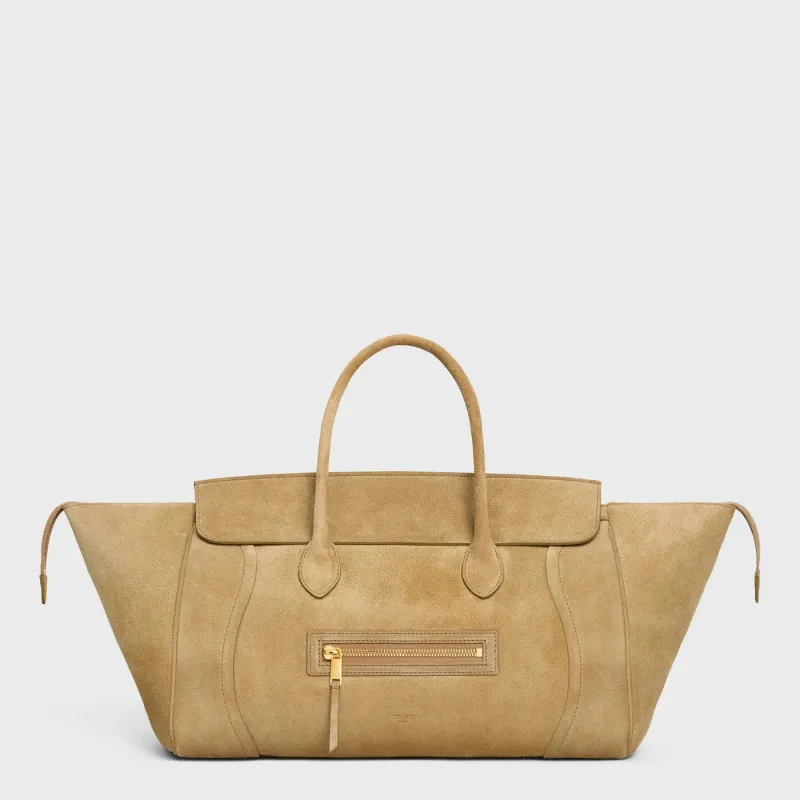 Medium New Luggage Beige In Suede Calfskin made by Celine