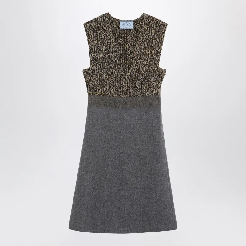 Sleeveless Grey Wool And Cashmere Dress made by Prada