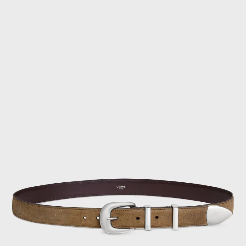 Medium 25mm Western Belt Brown In Suede made by Celine