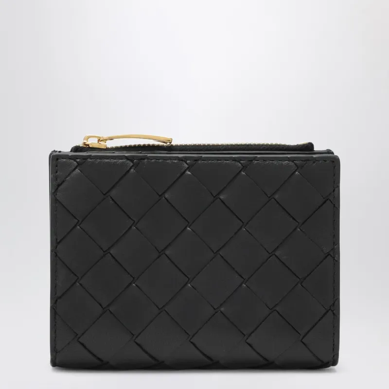 Small Black Intrecciato Bi-Fold Wallet made by Bottega Veneta