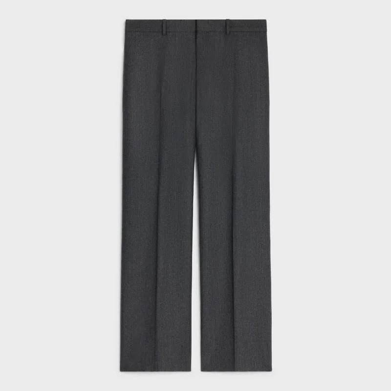 Grey Pantalon In Striped Wool Flannel made by Celine