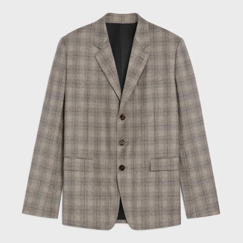 Tailored Jacket In Prince Of Wales Wool Flannel made by Celine